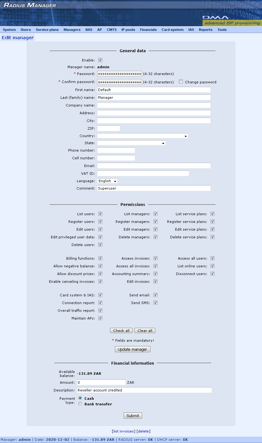 DMA Radius Manager v 4.9.1 - Image 4